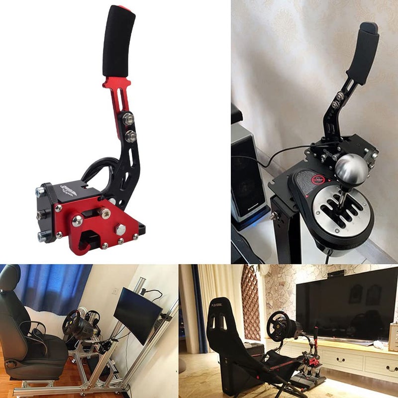 CNRAQR PC Racing Game USB Handbrake for 16Bit SIM for Racing Games, Compatible with G27 G29 G920 G923 T500 T300 Simulate Linear Handbrake Red（With Fixing Clip and Plate - Image 4